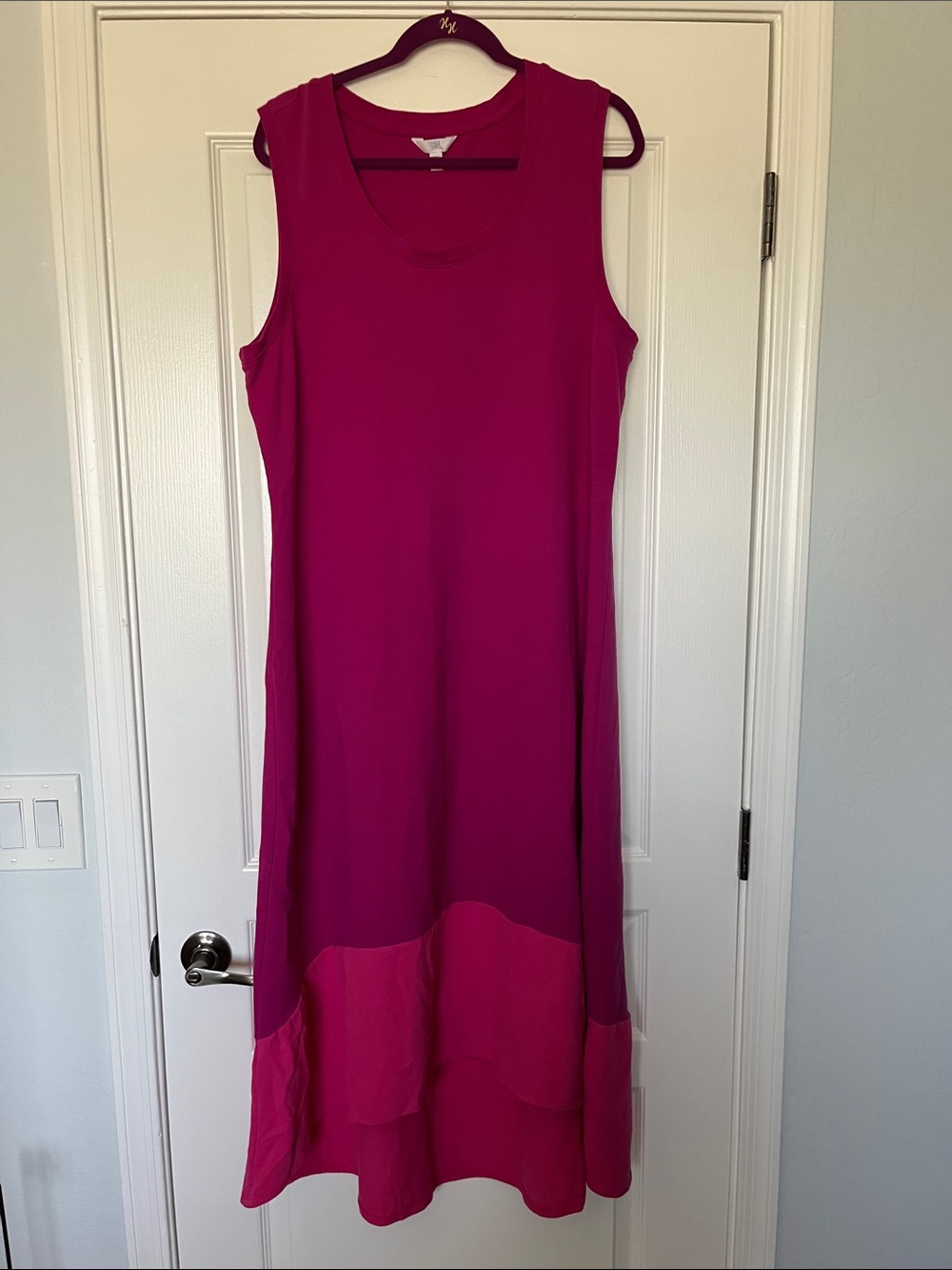 Time and Tru Sleeveless Fuchsia Hi/Low Maxi Dress